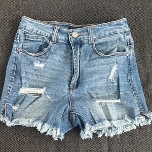 Black Label Blue Distressed Jean Shorts (medium)